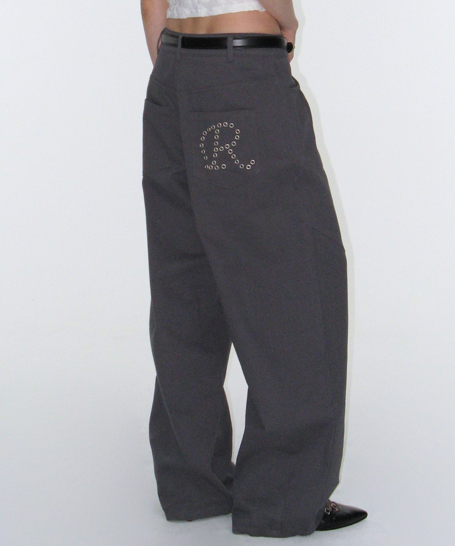 パンツ ROCKCAKE Eyelet R Pocket Curved Pants 5BMR0085 MUSINSA | ROCKCAKE Eyelet R Pocket Curved Pants - Black