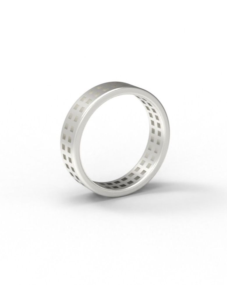 WIN SQUARE RING (2R) [STERLING SILVER] 기하학 디자인 패턴 포인트 925 실버 반지