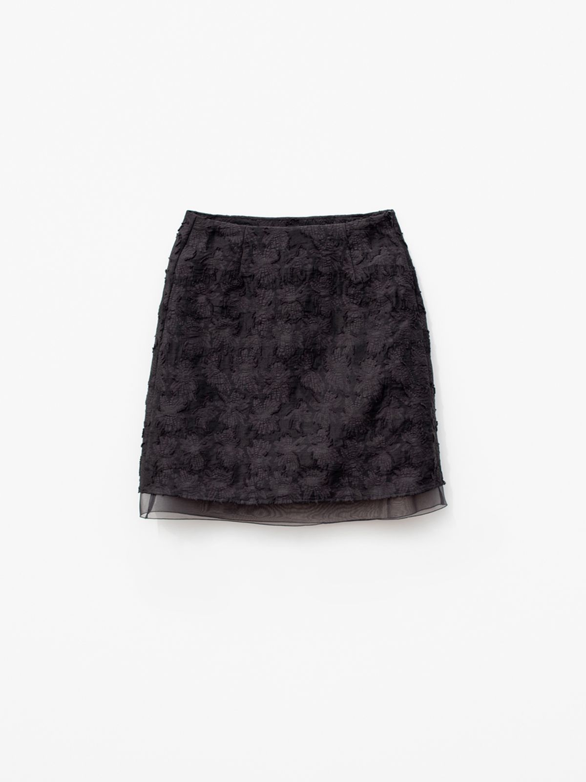 플라드주르(PLATDUJOUR) Flower mini skirt (Black)