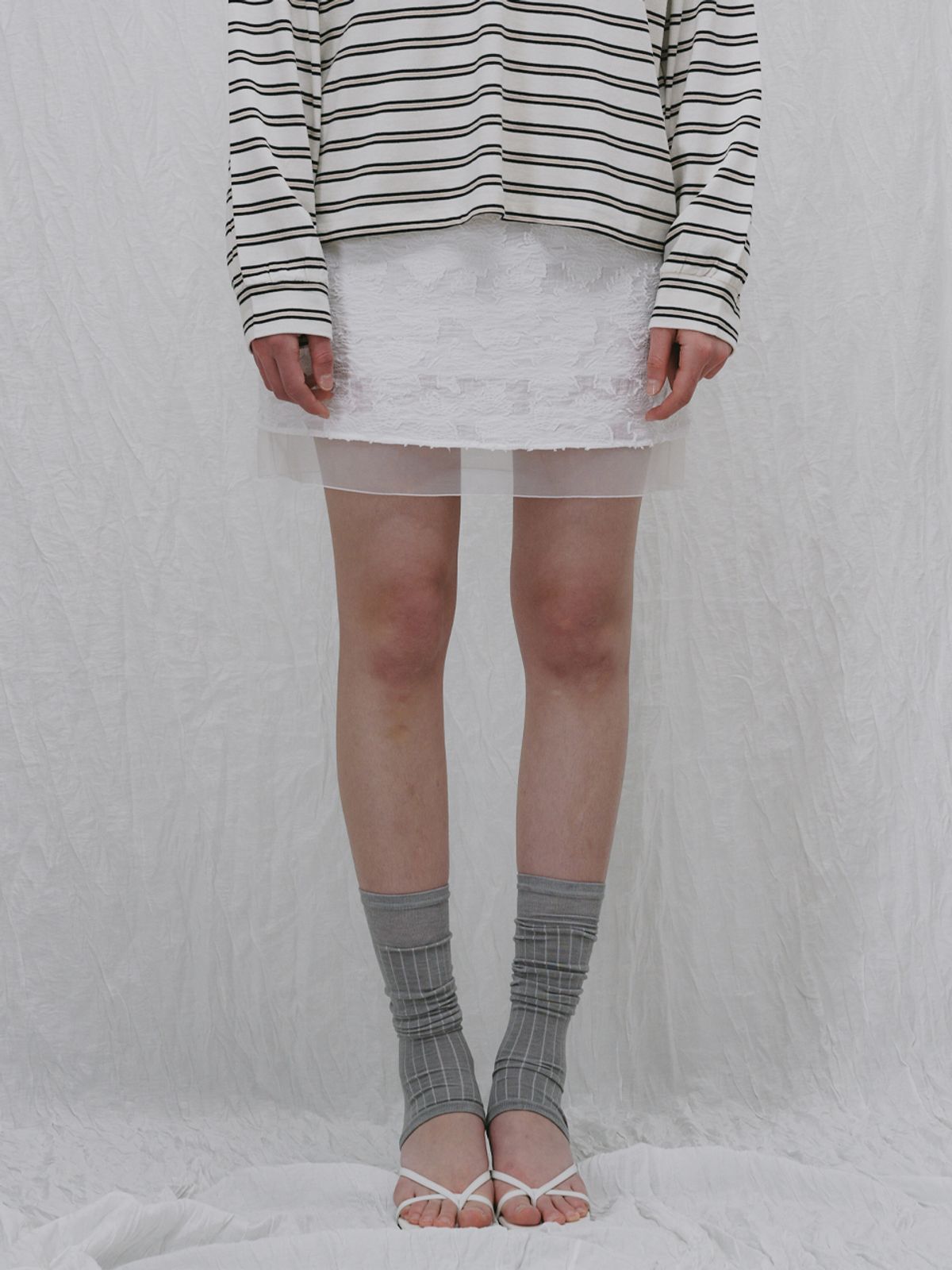 플라드주르(PLATDUJOUR) Flower mini skirt (Ivory)