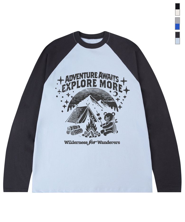 [UNISEX]EXPLORE 빈티지 래글런 롱슬리브 티셔츠_3color