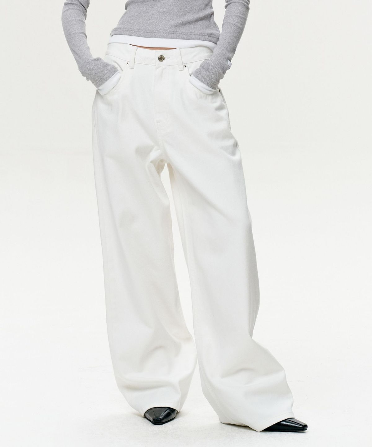 이알에이(ERA) WOMEN ERA WIDE FIT DENIM PANTS - WHITE