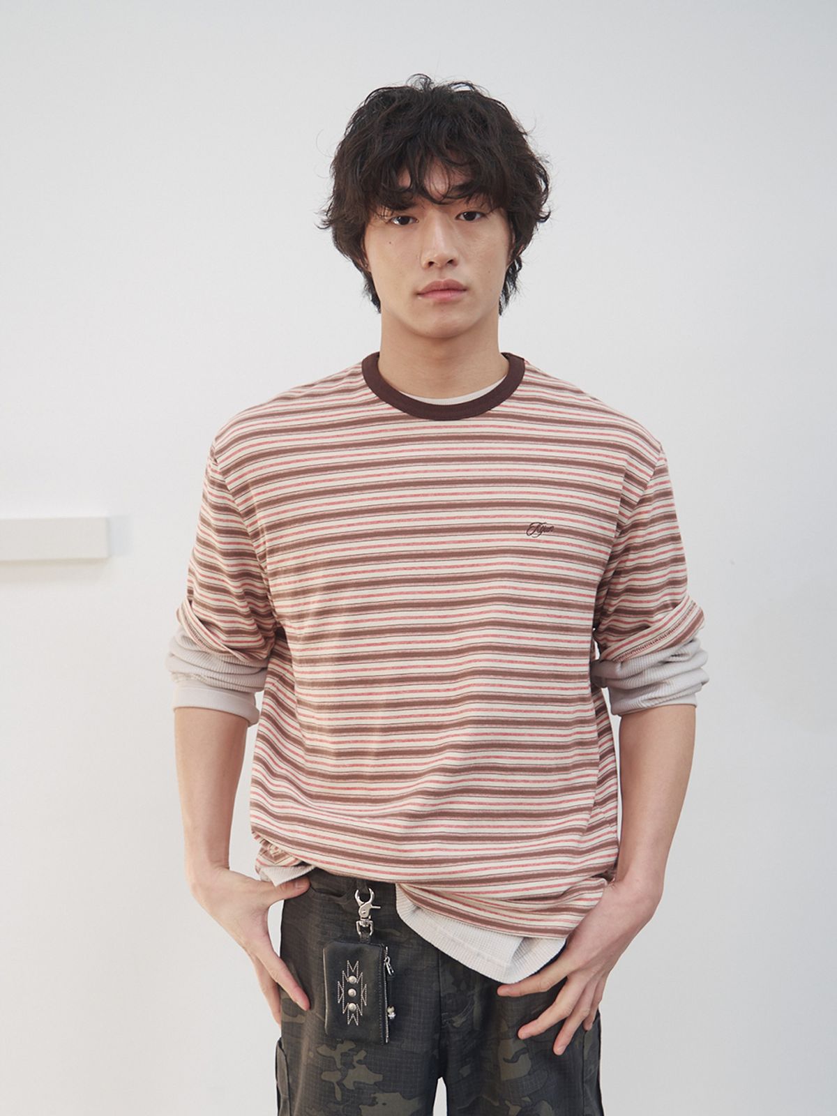 기준 맨(KIJUN MEN) Fresh Border Tee Brown