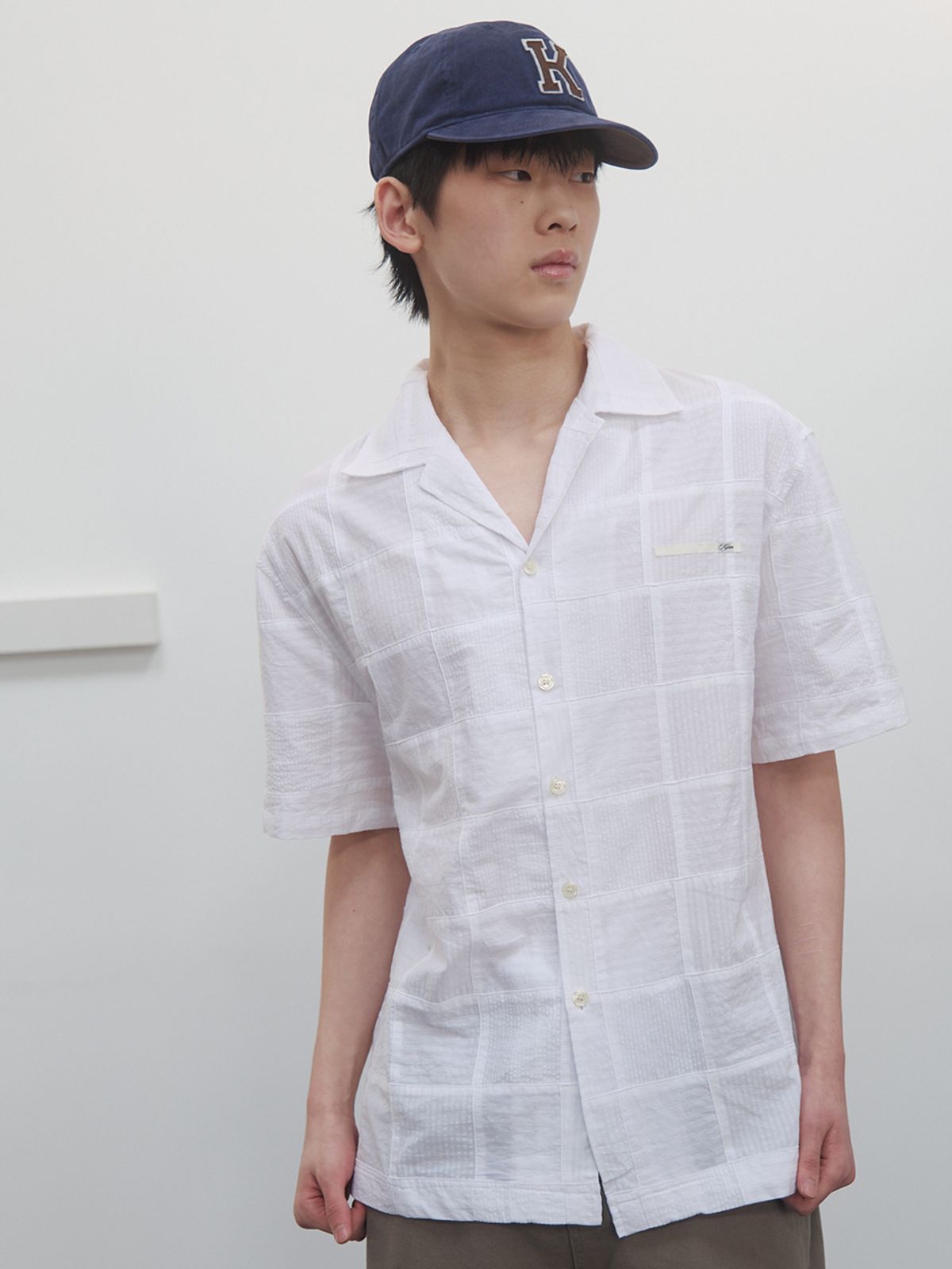 기준 맨(KIJUN MEN) Patchwork Havana Shirt White