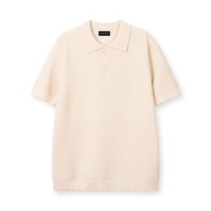 케이블 카라 머슬핏 반팔 니트[아이보리]