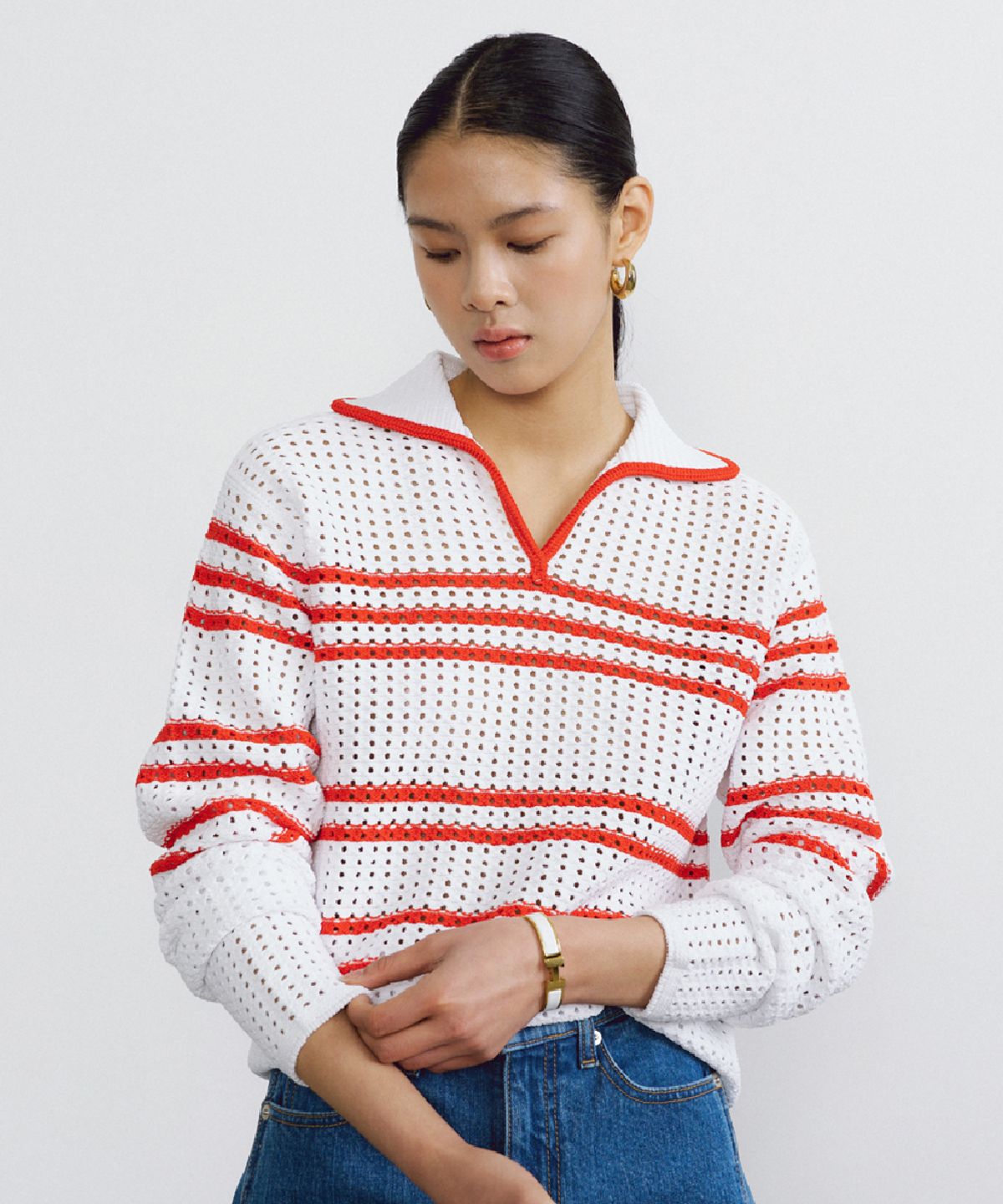 바니스뉴욕(BARNEYS NEWYORK) 콜린 크로쉐 카라 풀오버 레드