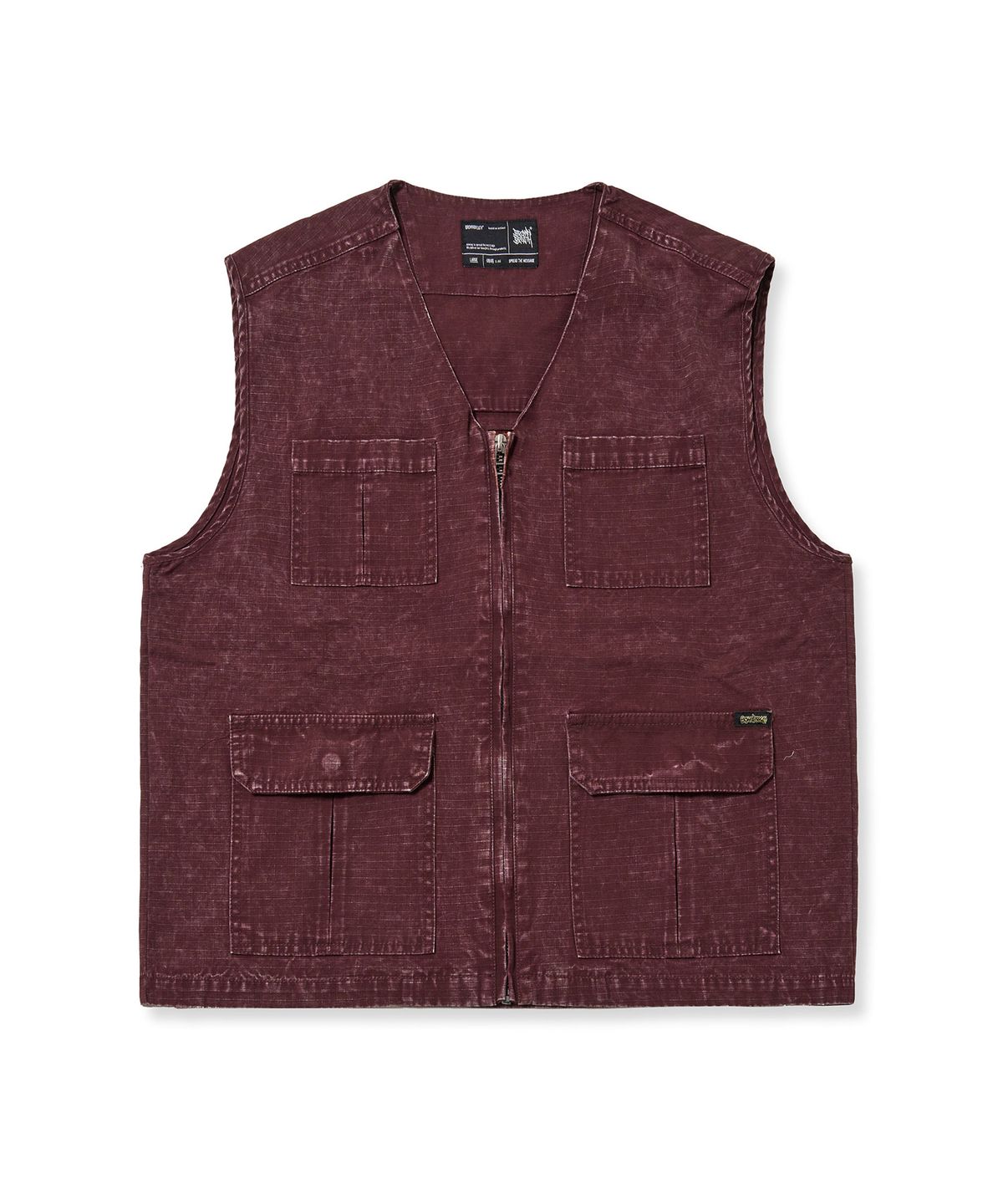 브라운브레스(BROWNBREATH) WASHED RIPSTOP WORK VEST - BURGUNDY
