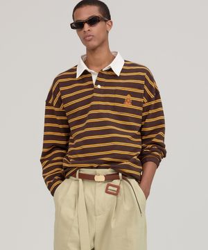 MULTI STRIPE RUGBY T-SHIRT BROWN
