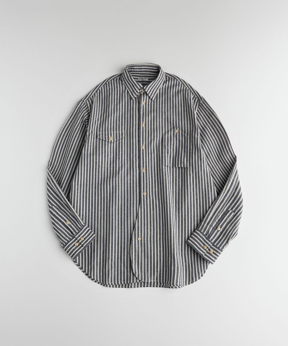 비헤비어(BEHEAVYER) C/P OFFICER B.D SHIRTS blue stripe
