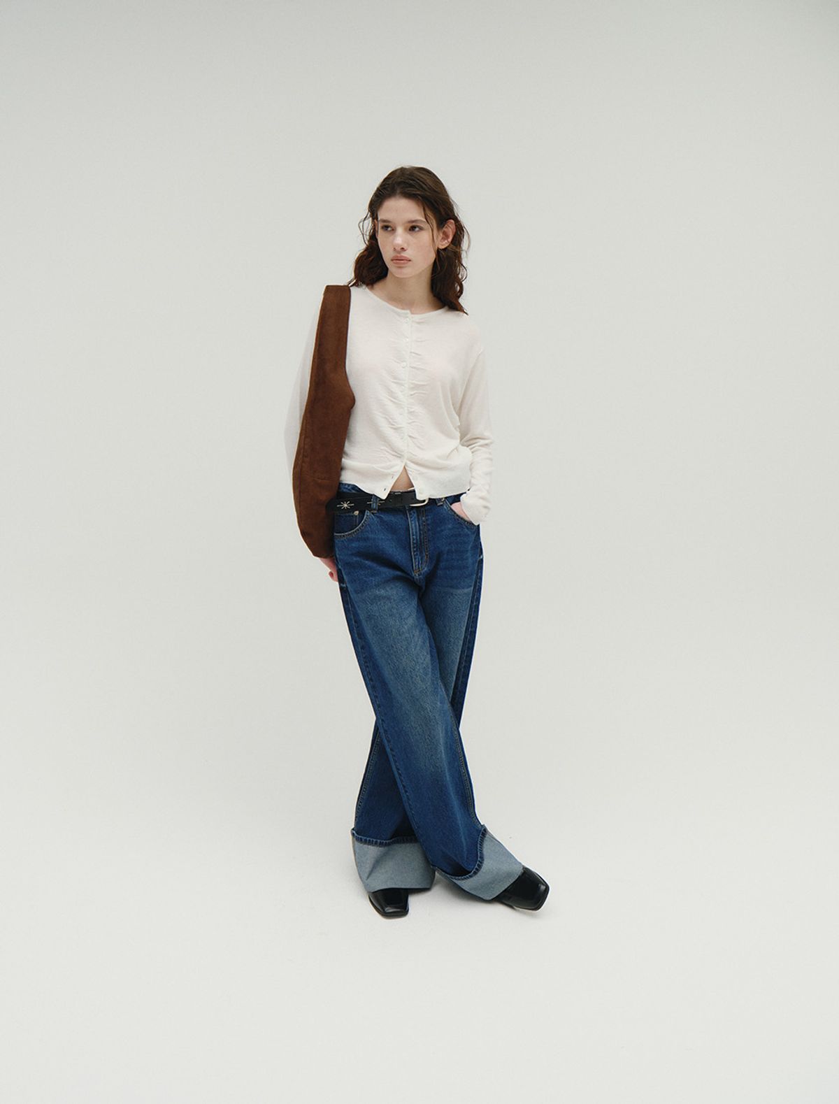 솔티페블(SALTY PEBBLE) SHIRRING CARDIGAN [BEIGE]