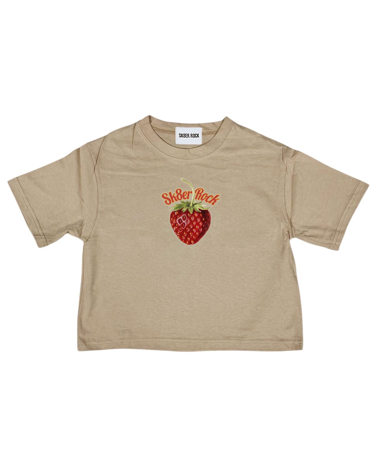 스케이터락(SK8ER ROCK) Strawberry Crop T-Shirt ((beige))