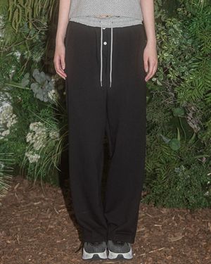 WAIST CONTRAST 2-WAY SWEATPANTS(BLACK)