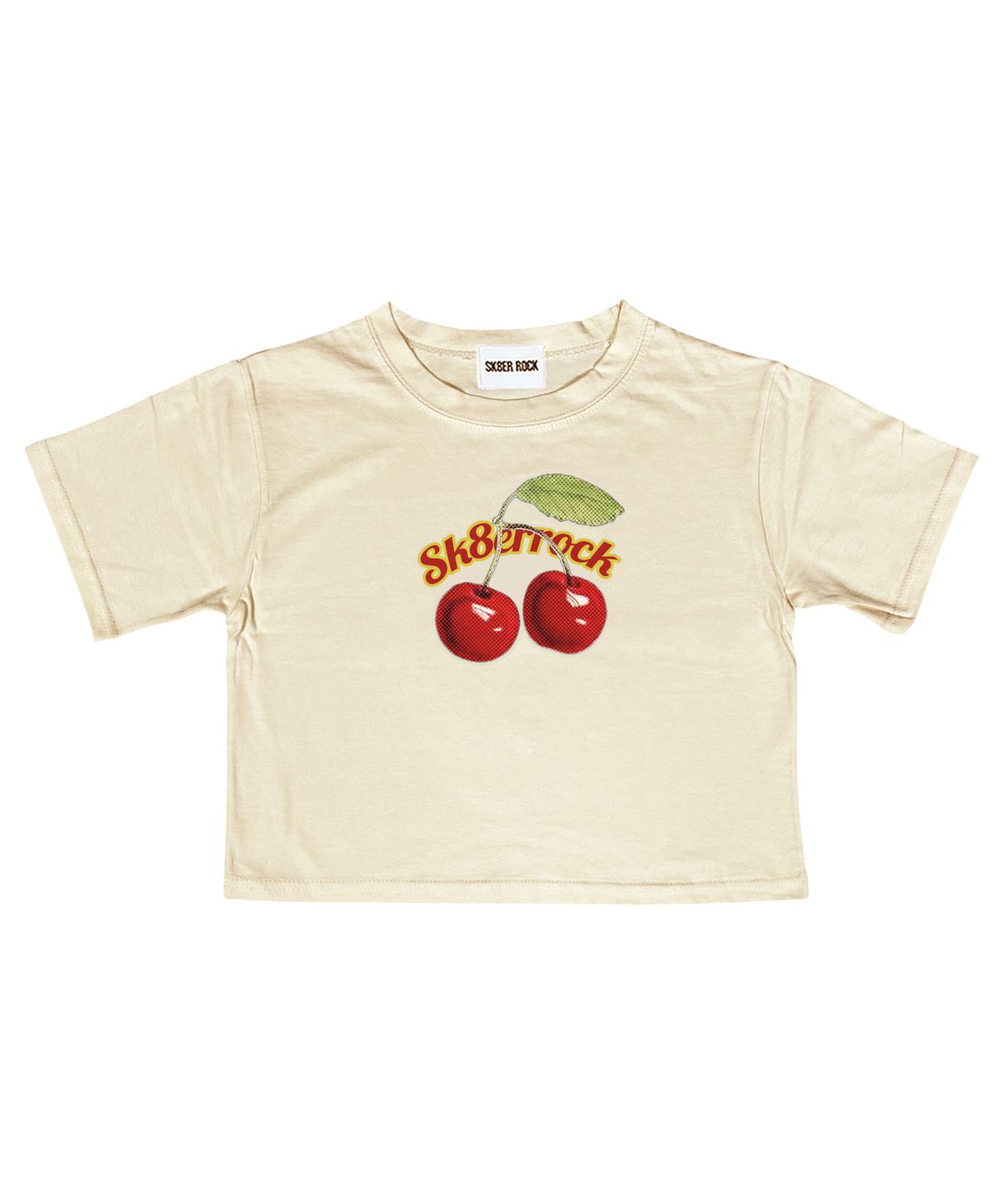 스케이터락(SK8ER ROCK) Cherry Crop T-Shirt ((cream))