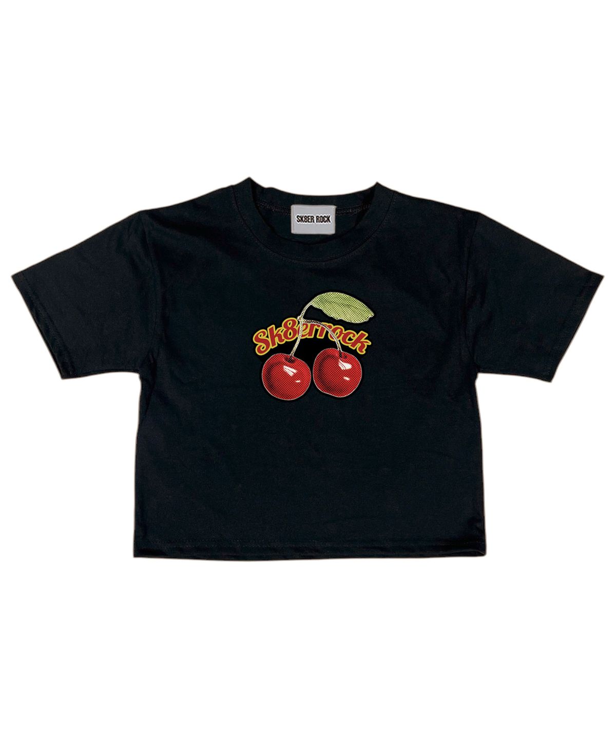 스케이터락(SK8ER ROCK) Cherry Crop T-Shirt ((black))