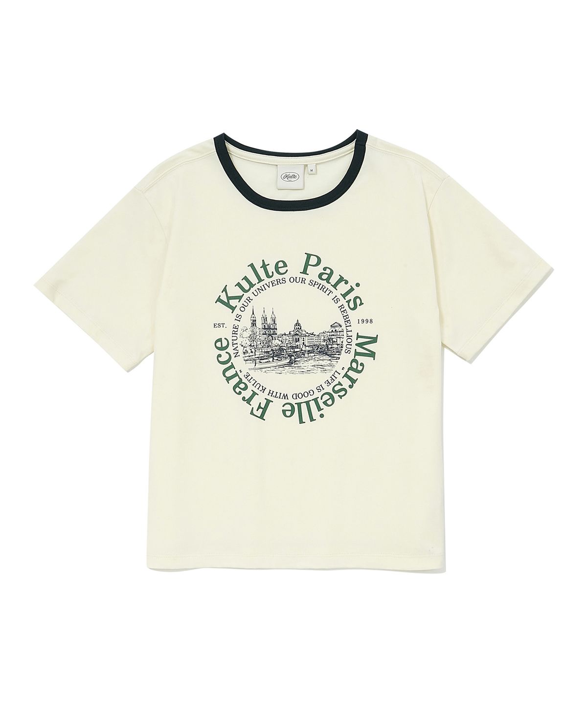 쿨트(KULTE) ROUND LANDSCAPE WOMEN RINGER T-SHIRT IVORY