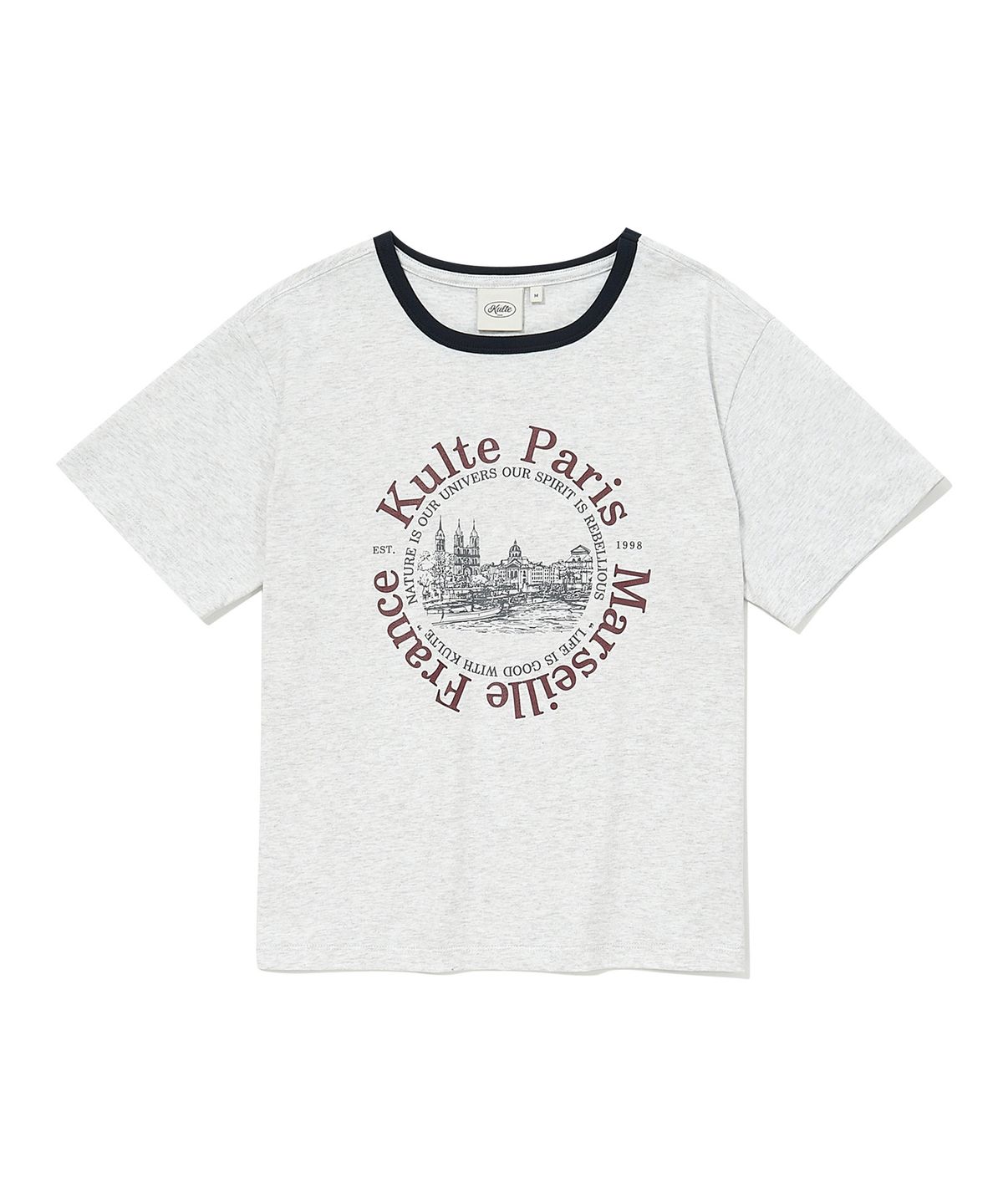 쿨트(KULTE) ROUND LANDSCAPE WOMEN RINGER T-SHIRT L.MELANGE