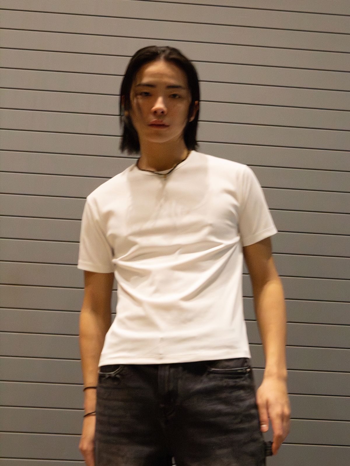 고저(GOZER) LIGHT RIB SLIM T-SHIRT_WHITE