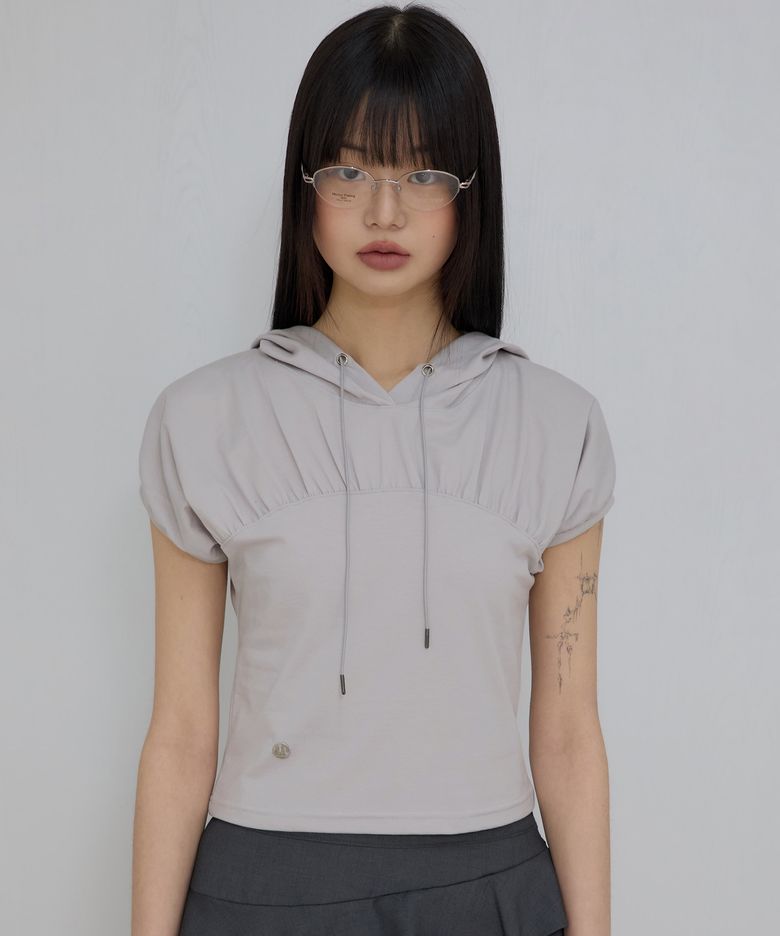 Kaya Shirred Hoodie (FL-159_Gray)