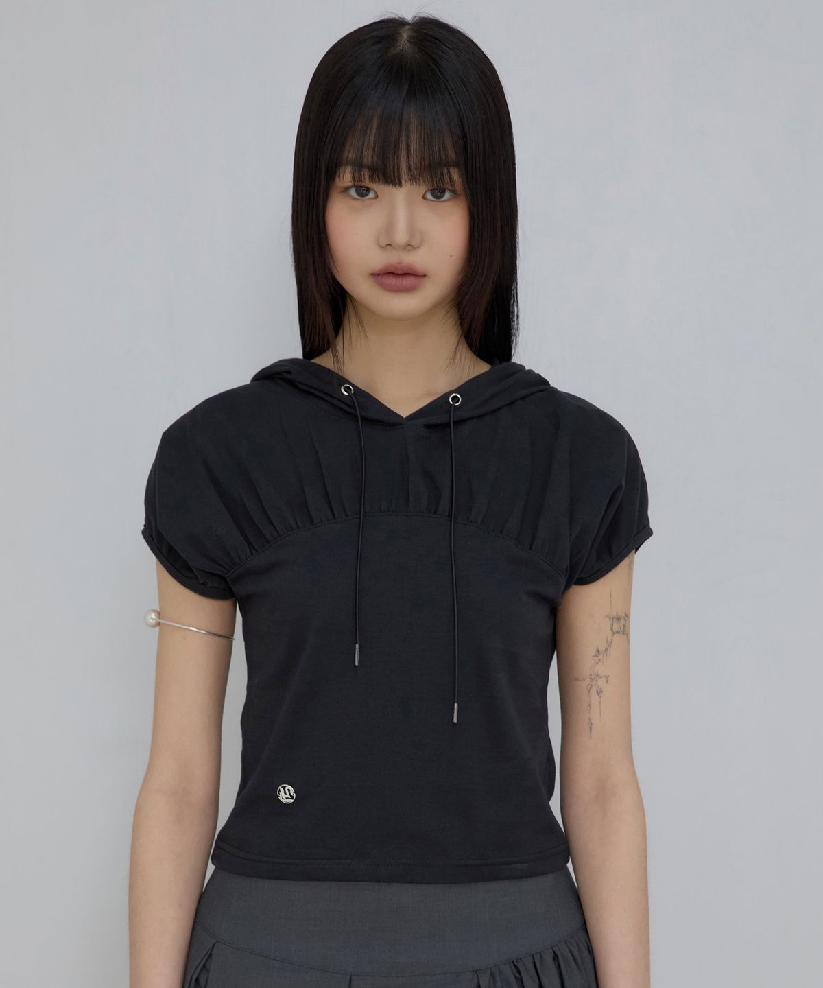 플레어업(FLAREUP) Kaya Shirred Hoodie (FL-159_Black)