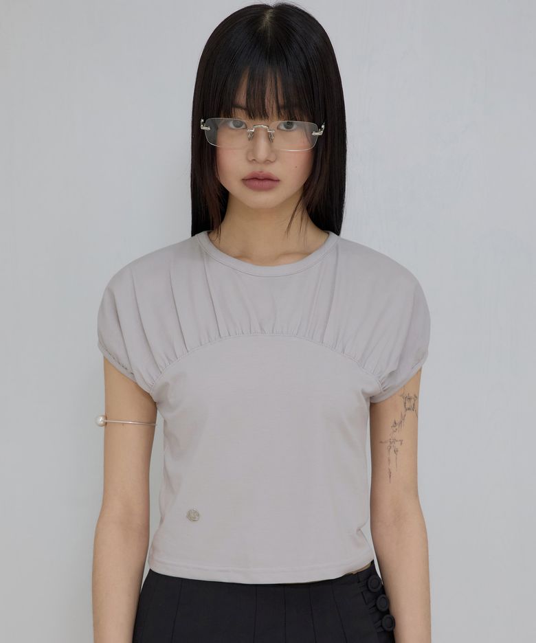Kaya Shirred T-Shirt (FL-158_Gray)