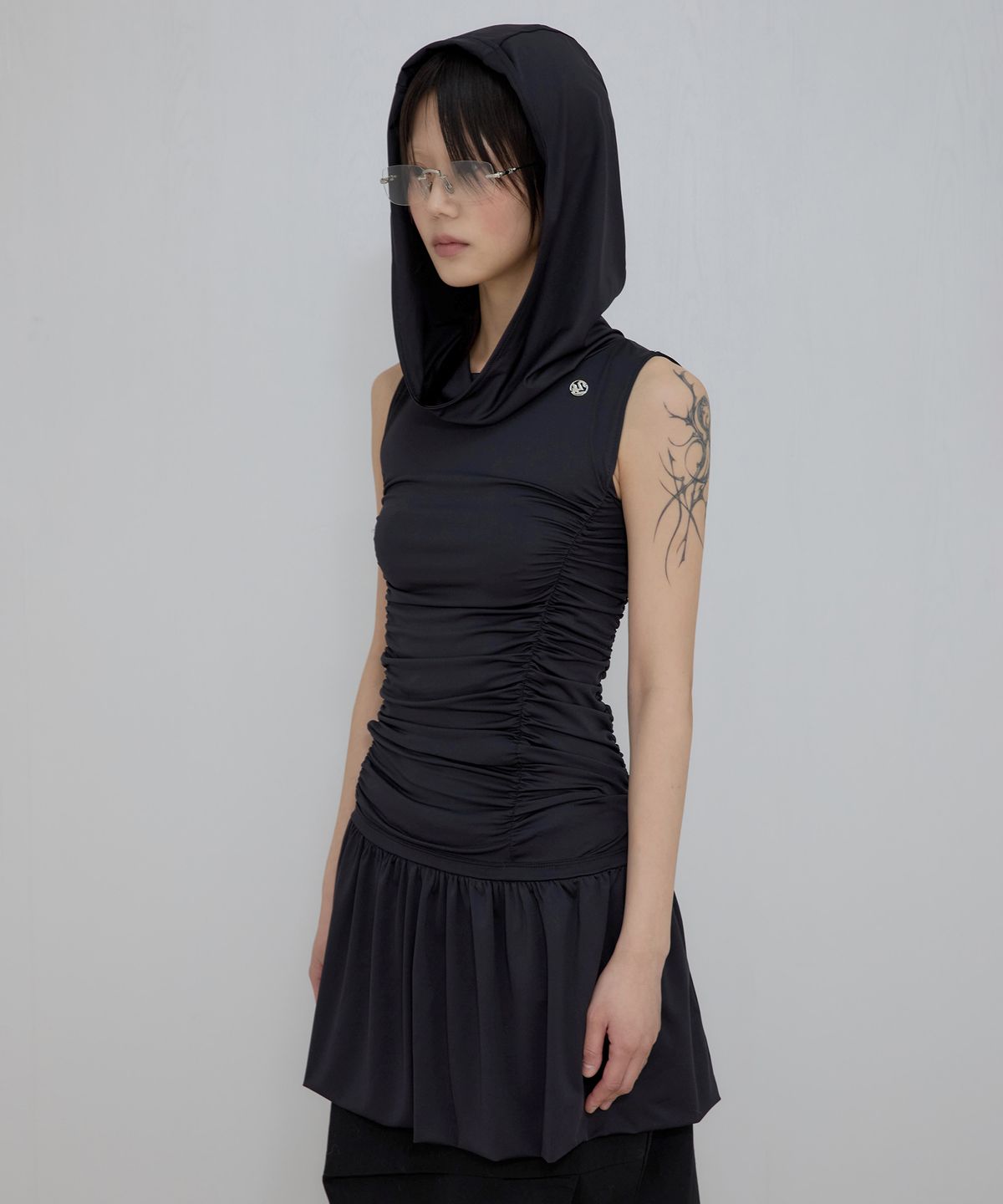 플레어업(FLAREUP) Hooded High Neck Dress (FL-155_Black)