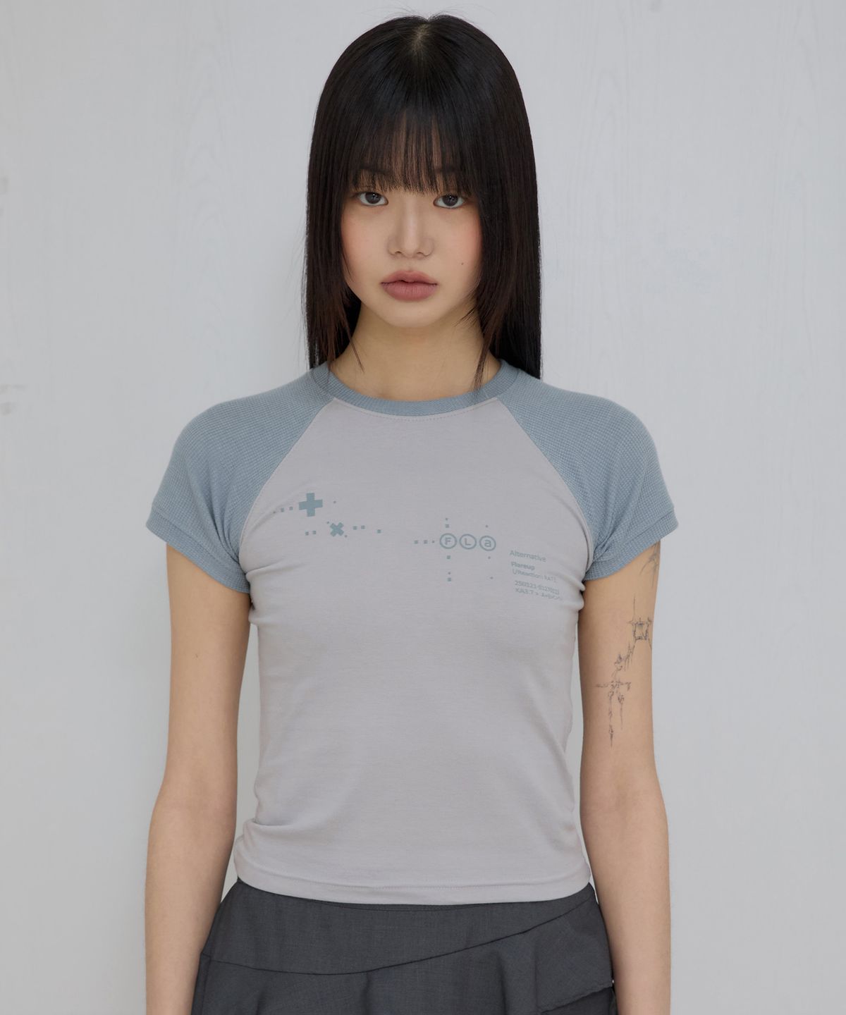 플레어업(FLAREUP) Muta Waffle Raglan T-Shirt (FL-154_Gray&Sky)