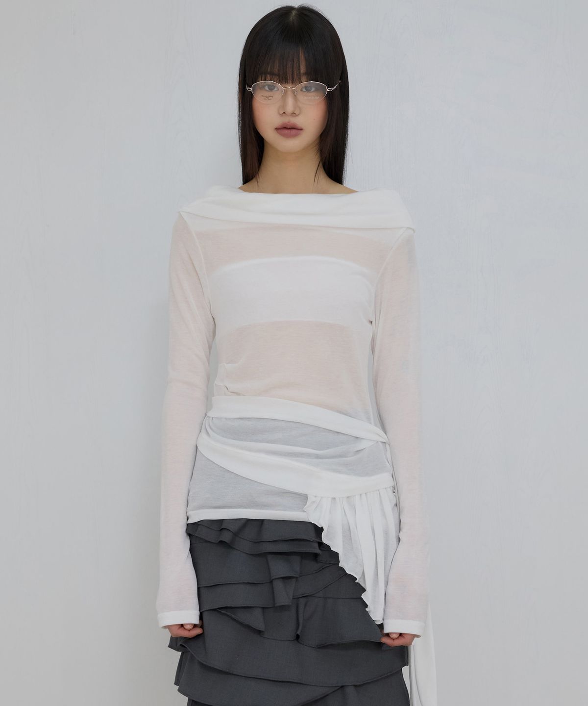 플레어업(FLAREUP) Faye Frill Long Sleeve (FL-160_White)