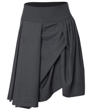 Asymmetrical Draped Midi Skirt (FL-248_Charcoal)