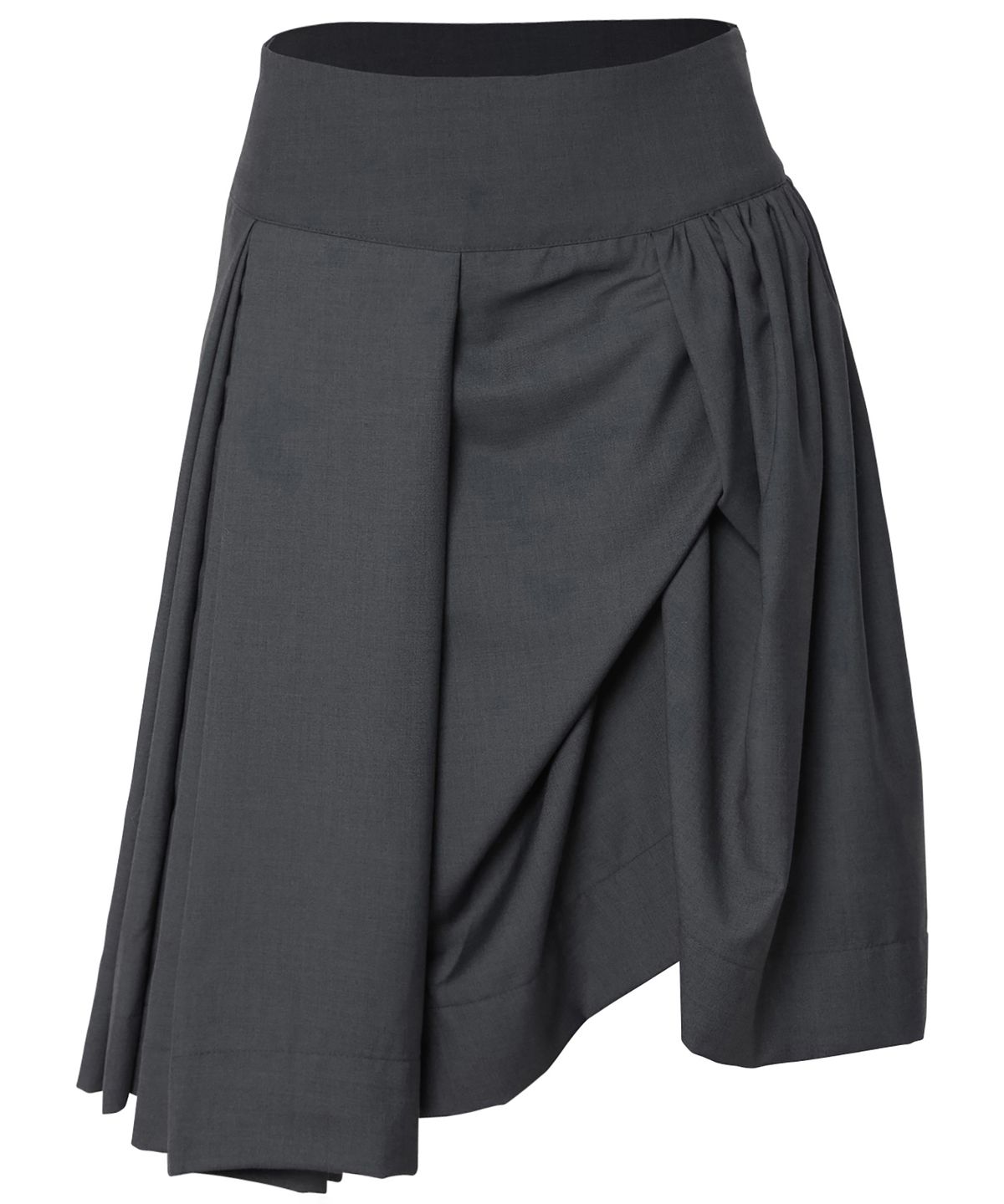플레어업(FLAREUP) Asymmetrical Draped Midi Skirt (FL-248_Charcoal)