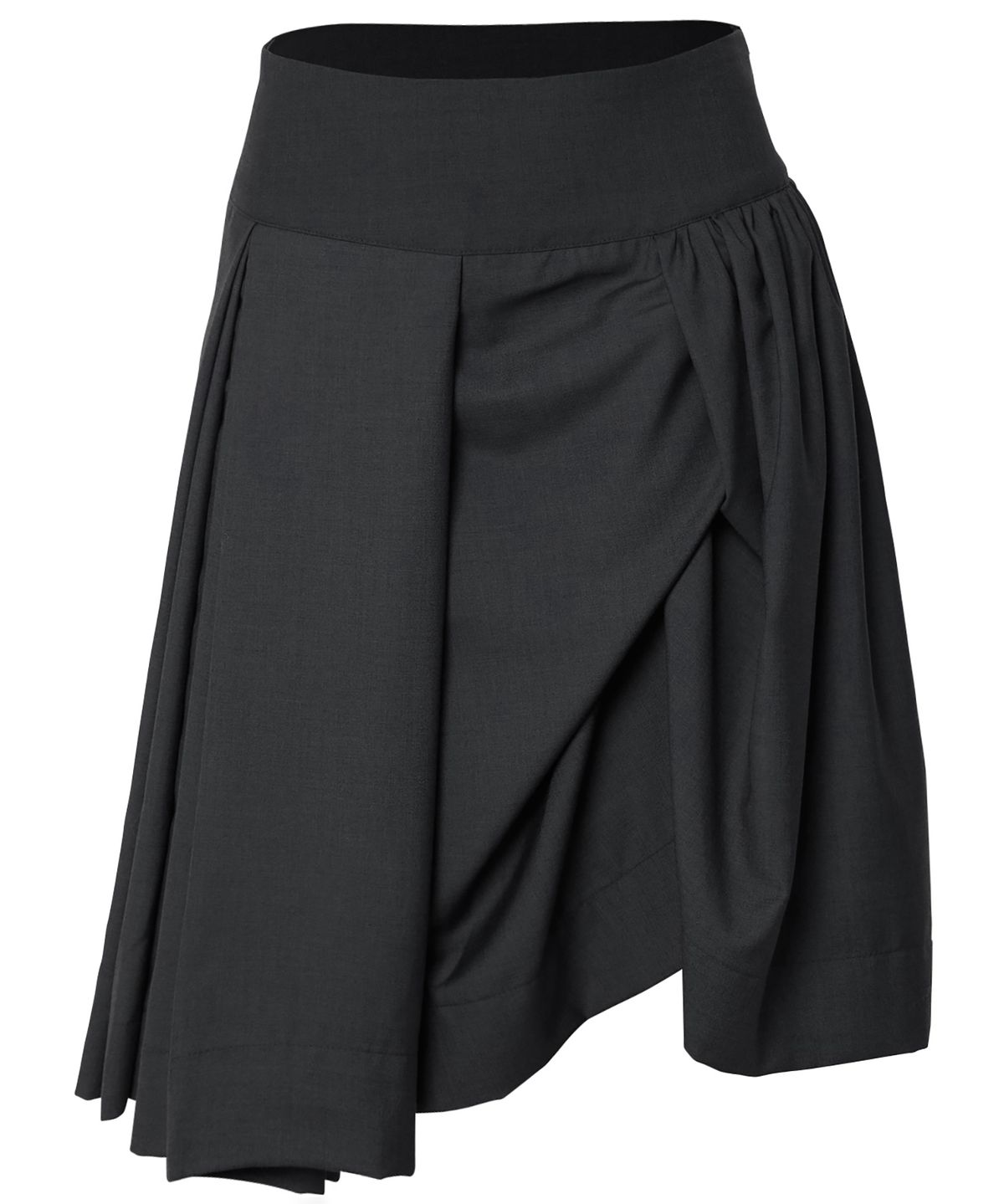 플레어업(FLAREUP) Asymmetrical Draped Midi Skirt (FL-248_Black)