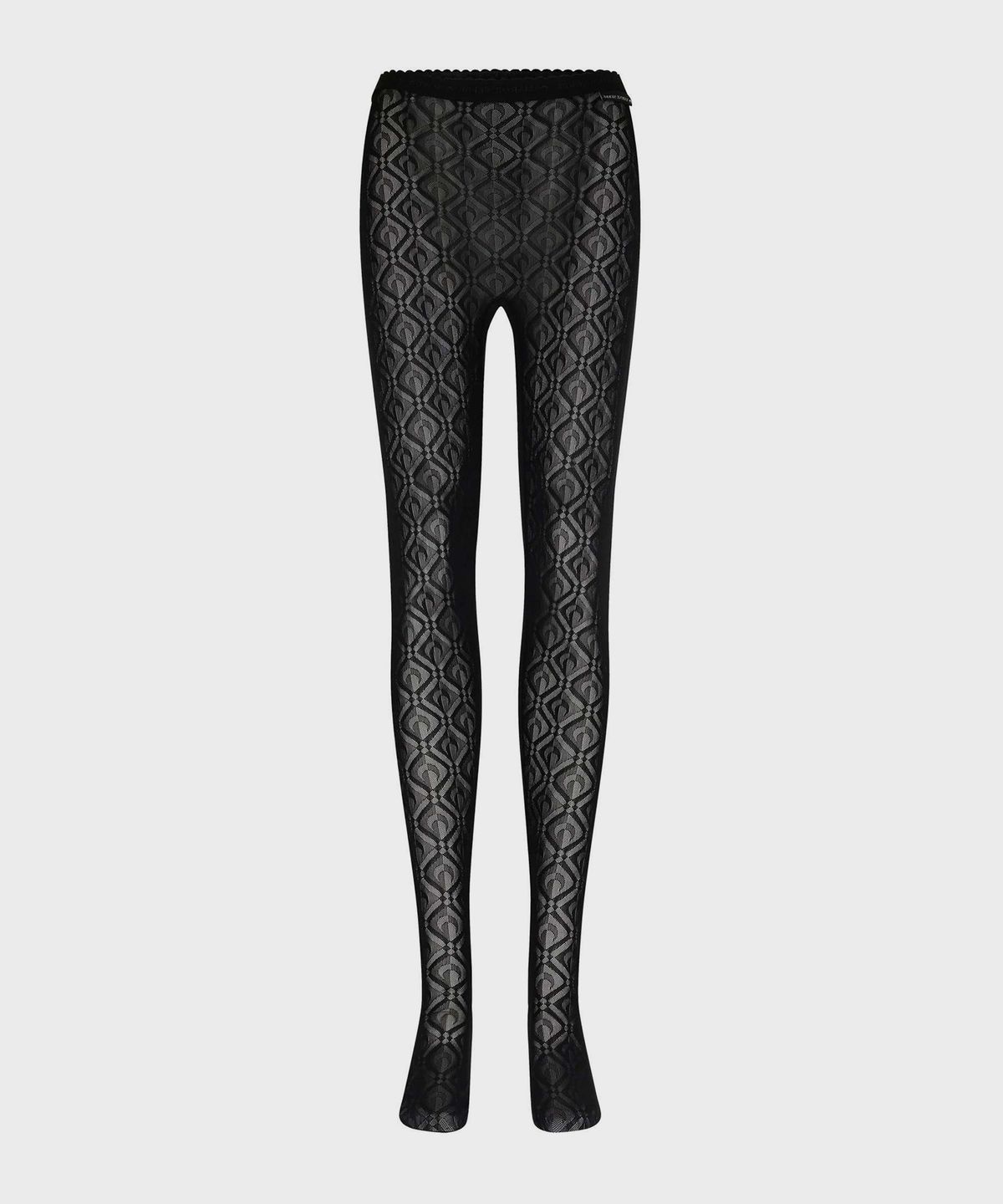 마린 세르(MARINE SERRE) (W) 문 다이아몬드 메쉬 자카드 타이츠 블랙 MOON DIAMOND MESH JACQUARD TIGHTS