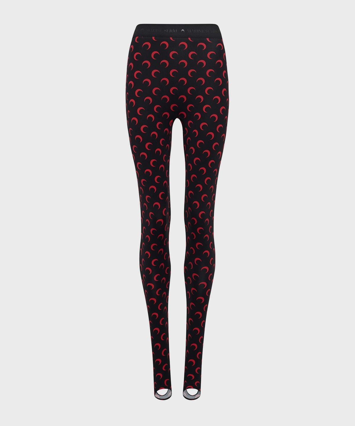 마린 세르(MARINE SERRE) (W) 문 프린티드 저지 스터럽 레깅스 블랙&레드 MOON PRINTED JERSEY STIRRUP LEGGINGS