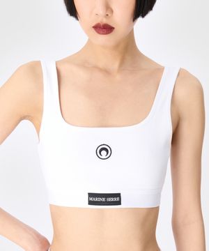 (W) 문 로고 스트레치 저지 스포츠 브라 화이트 MOON LOGO STRETCHED JERSEY SPORT BRA