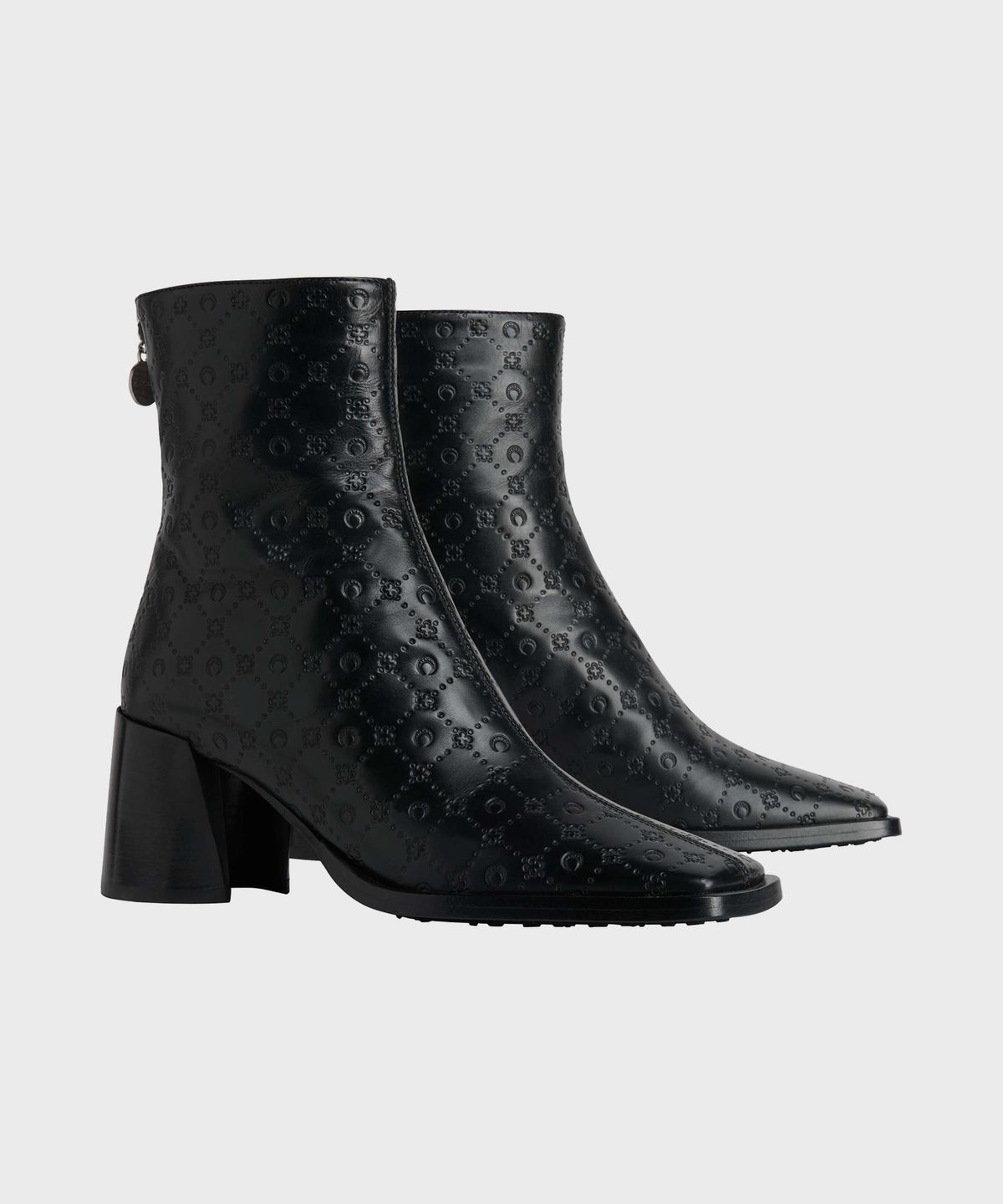 마린 세르(MARINE SERRE) (W) 무노그램 엠보스드 레더 MS 블락 블랙 MOONOGRAM EMBOSSED LEATHER MS BLOCK