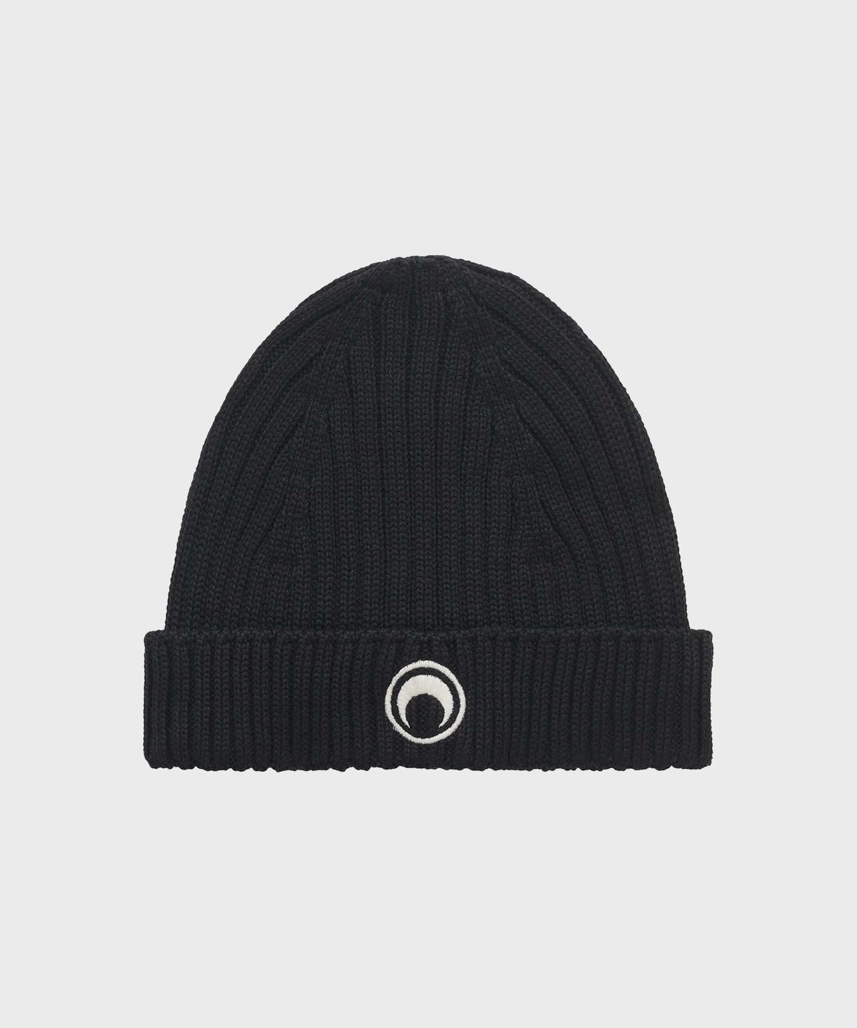 마린 세르(MARINE SERRE) (U) 문 로고 니트 비니 블랙 MOON LOGO KNIT BEANIE