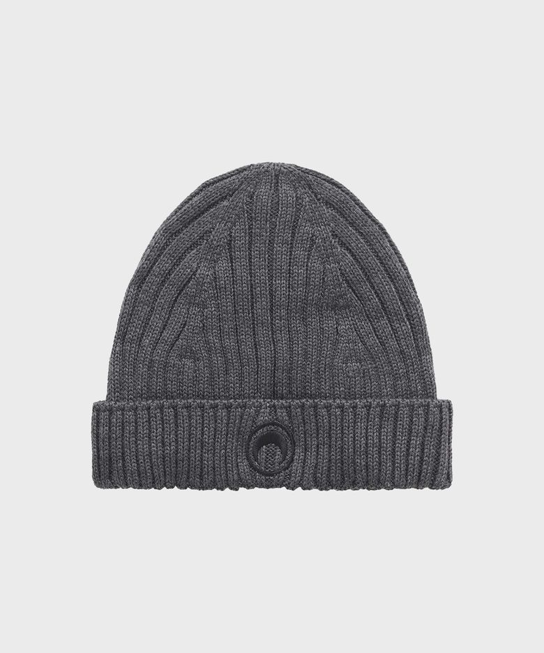 (U) 문 로고 니트 비니 라이트 그레이 MOON LOGO KNIT BEANIE