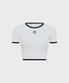 (W) 문 로고 립 저지 크롭드 탑 화이트 MOON LOGO RIBBED JERSEY CROPPED TOP