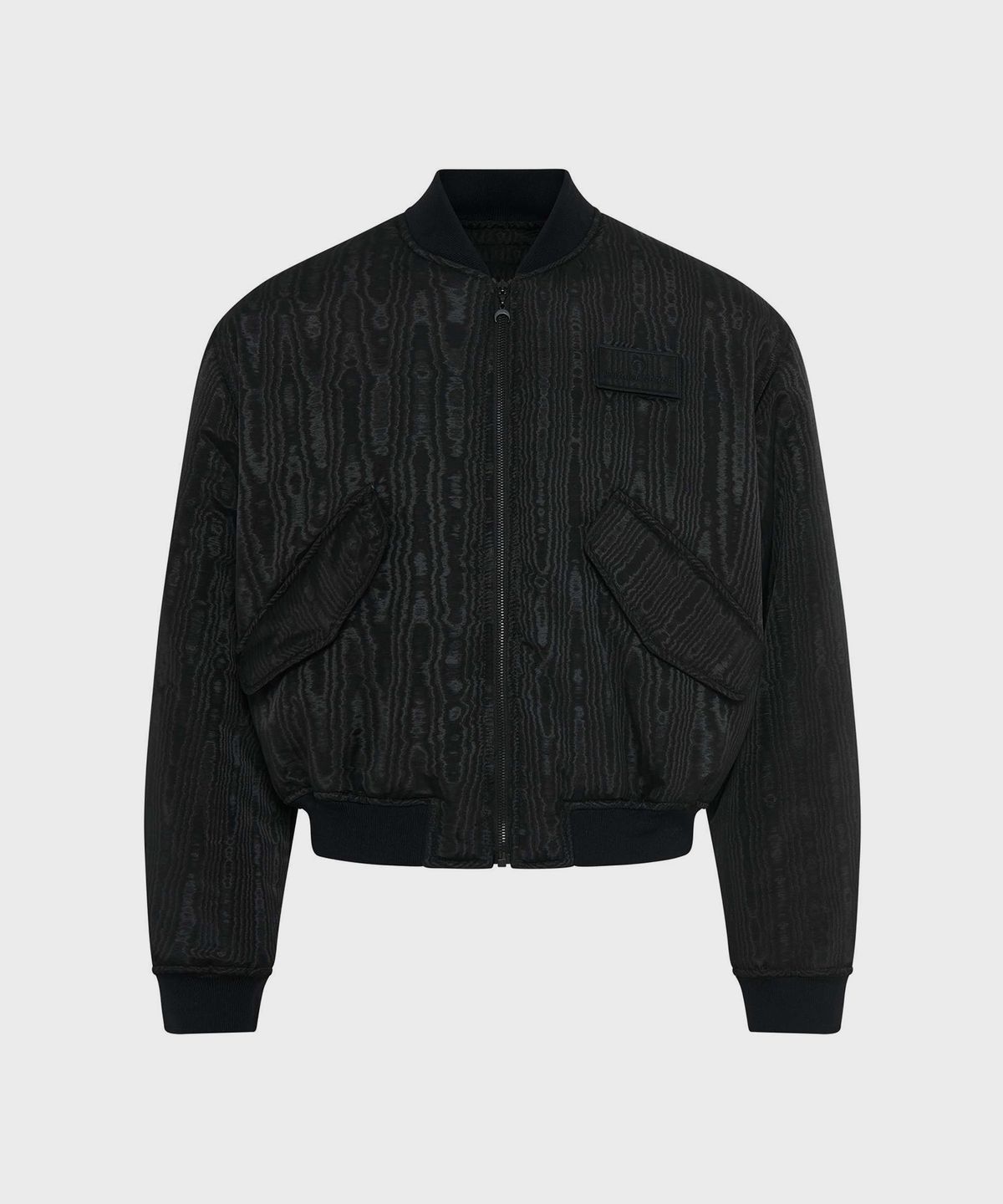 마린 세르(MARINE SERRE) (U) 리사이클드 무아레 봄버 자켓 블랙 RECYCLED MOIRE BOMBER JACKET