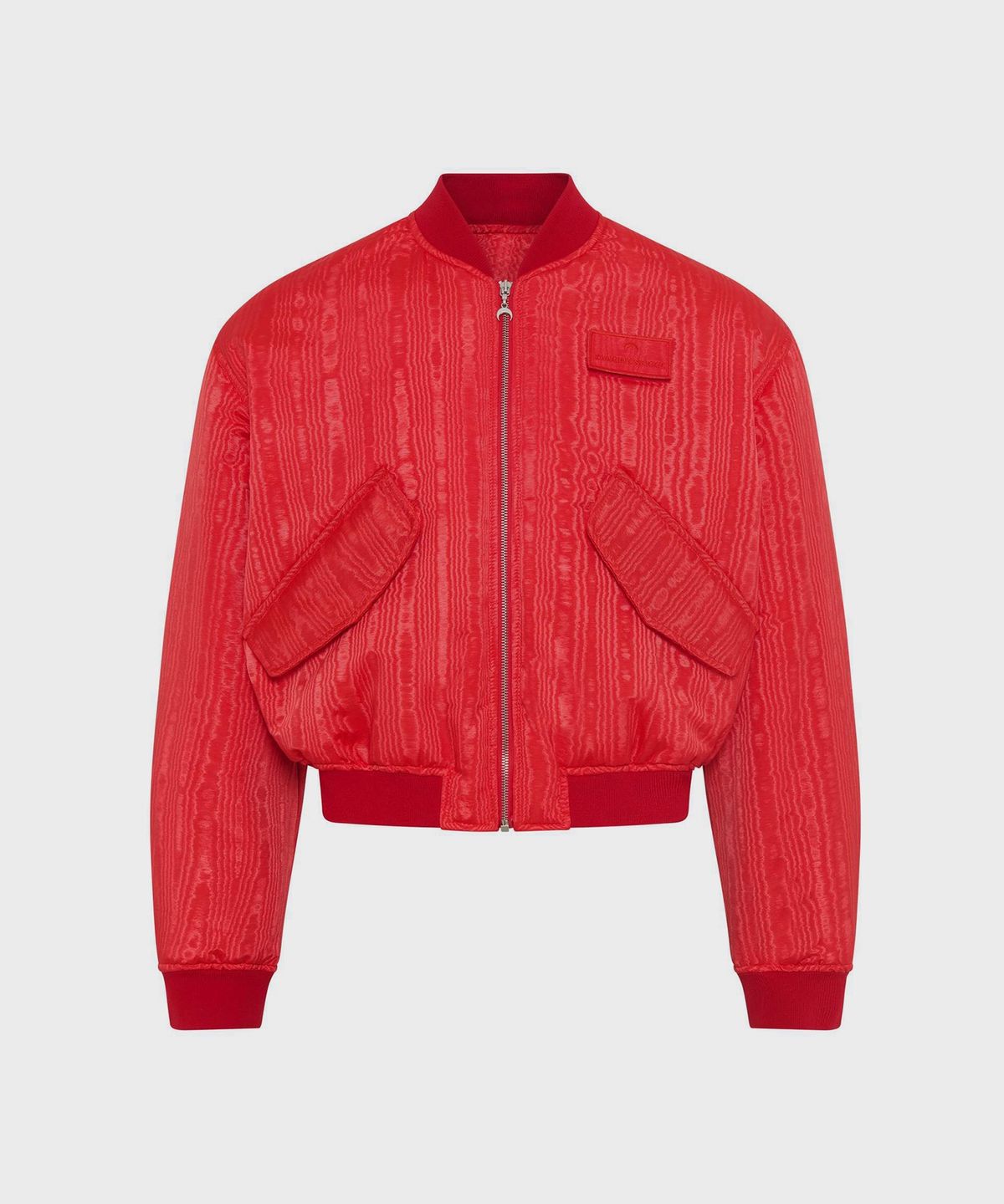 마린 세르(MARINE SERRE) (U) 리사이클드 무아레 봄버 자켓 레드 RECYCLED MOIRE BOMBER JACKET