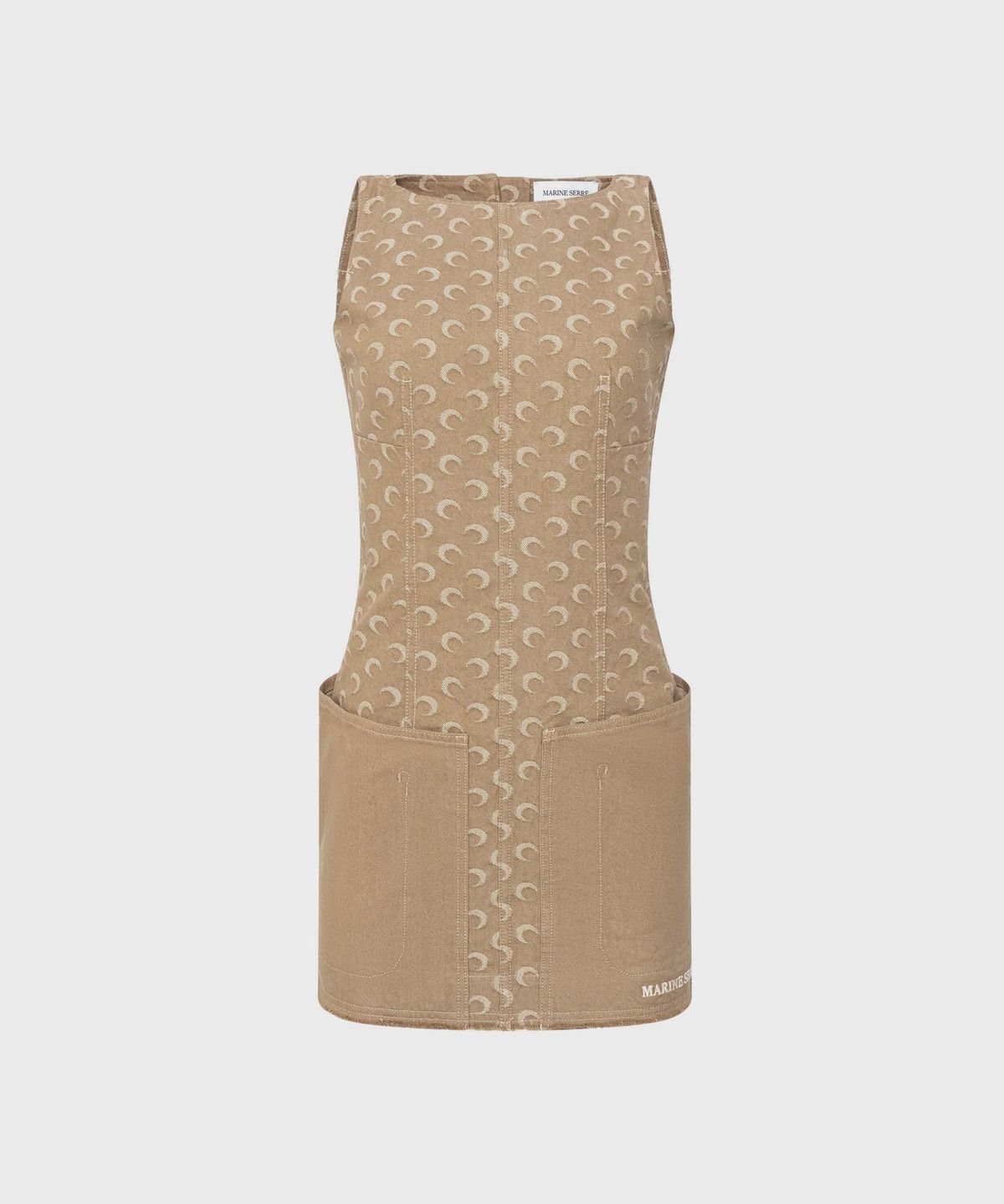 마린 세르(MARINE SERRE) (W) 문 자카드 트윌 미니 드레스 다크 베이지 MOON JACQUARD TWILL MINI DRESS