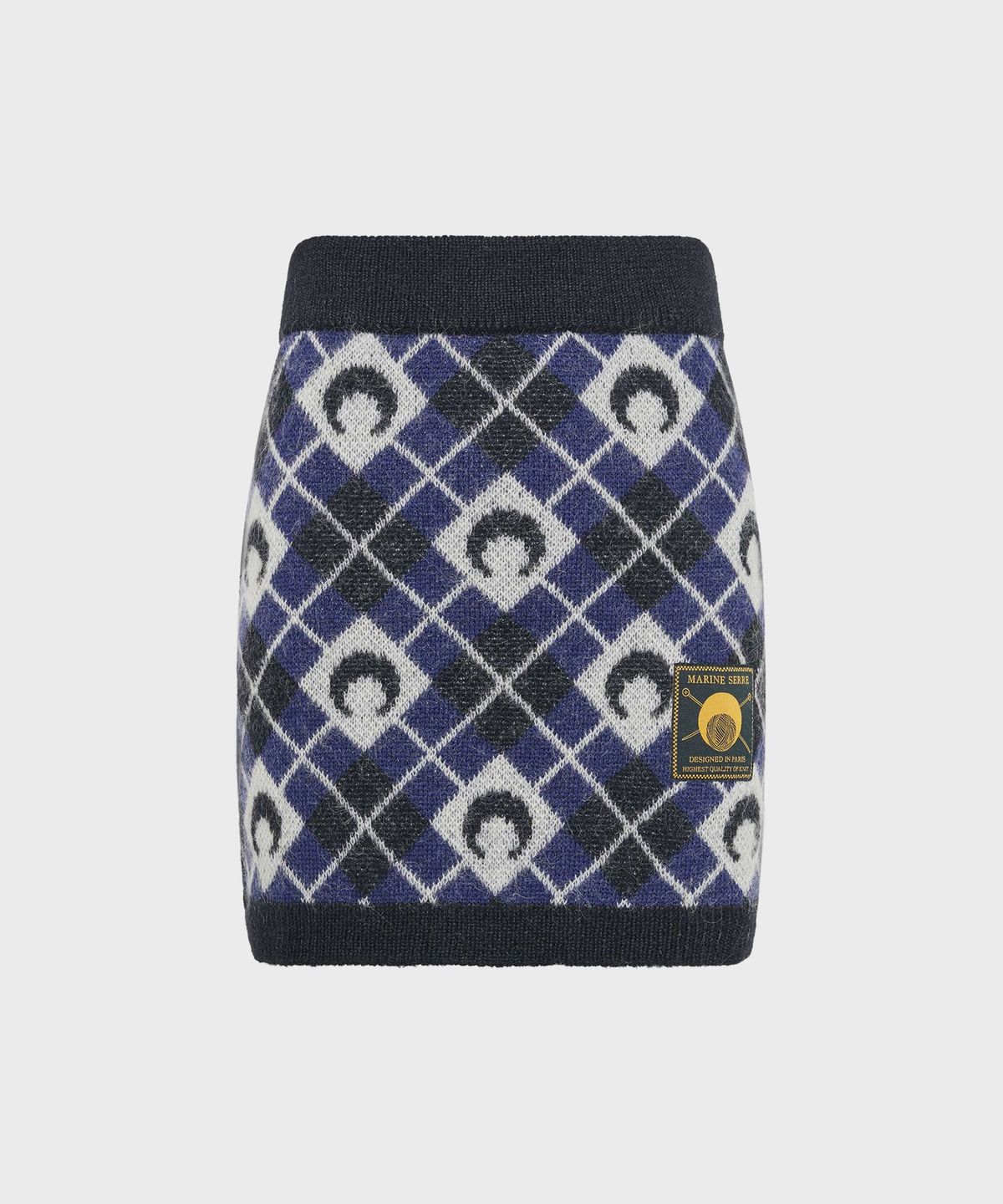 마린 세르(MARINE SERRE) (W) 문 아가일 니트 미니 스커트 블랙 MOON ARGYLE KNIT MINI SKIRT