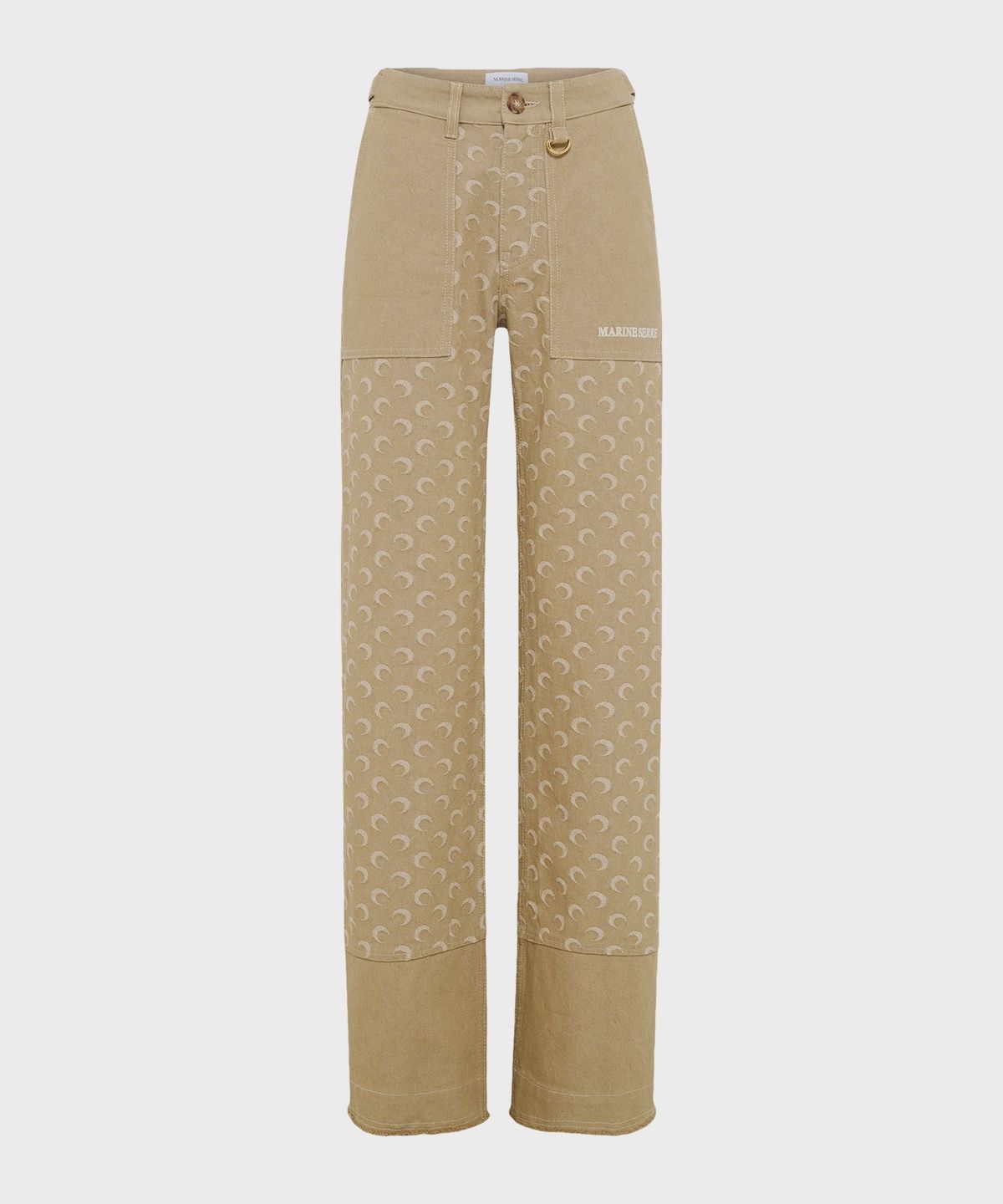 마린 세르(MARINE SERRE) (W) 문 자카드 트윌 워크웨어 팬츠 다크 베이지 MOON JACQUARD TWILL WORKWEAR PANTS