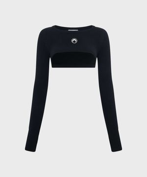 (W) 문 로고 니트 울트라 크롭드 스웨터 블랙 MOON LOGO KNIT ULTRA CROPPED SWEATER