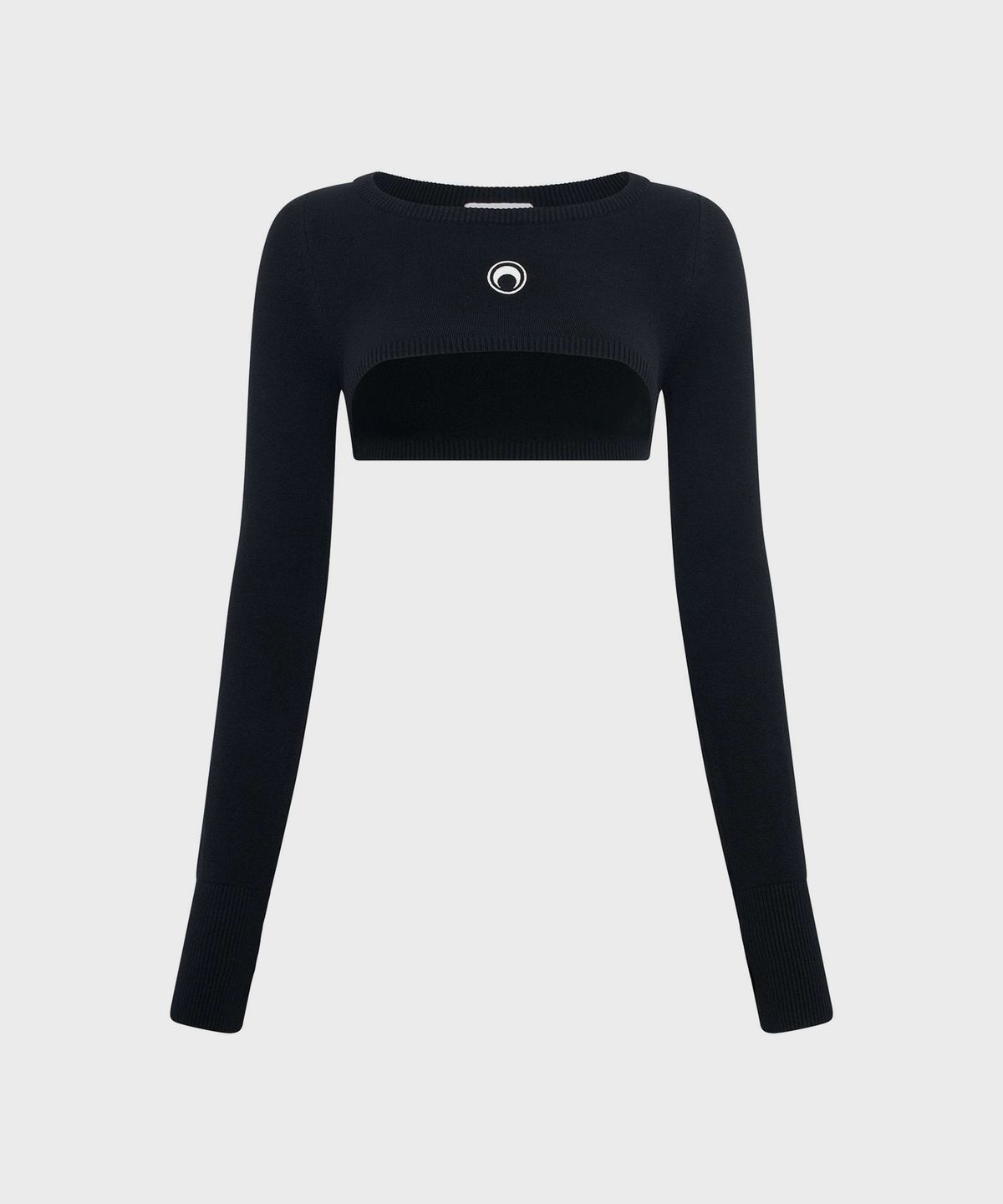 마린 세르(MARINE SERRE) (W) 문 로고 니트 울트라 크롭드 스웨터 블랙 MOON LOGO KNIT ULTRA CROPPED SWEATER