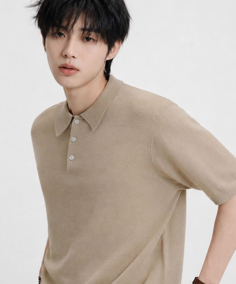 린넨 라이크 오버핏 워셔블 카라넥 반팔 니트_5COLOR