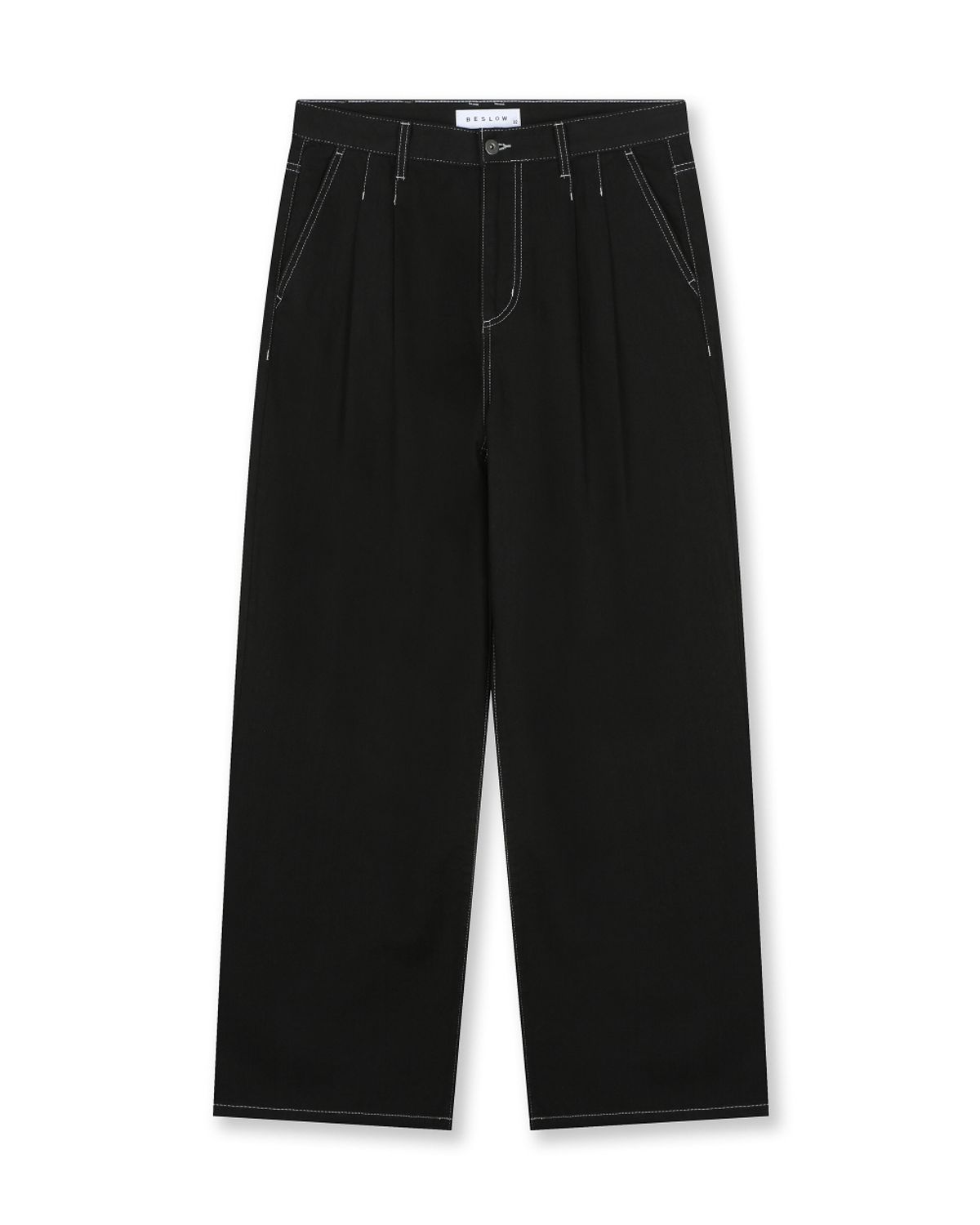 비슬로우(BESLOW) WIDE FIT TWO TUCK LINEN DENIM PANTS BLACK