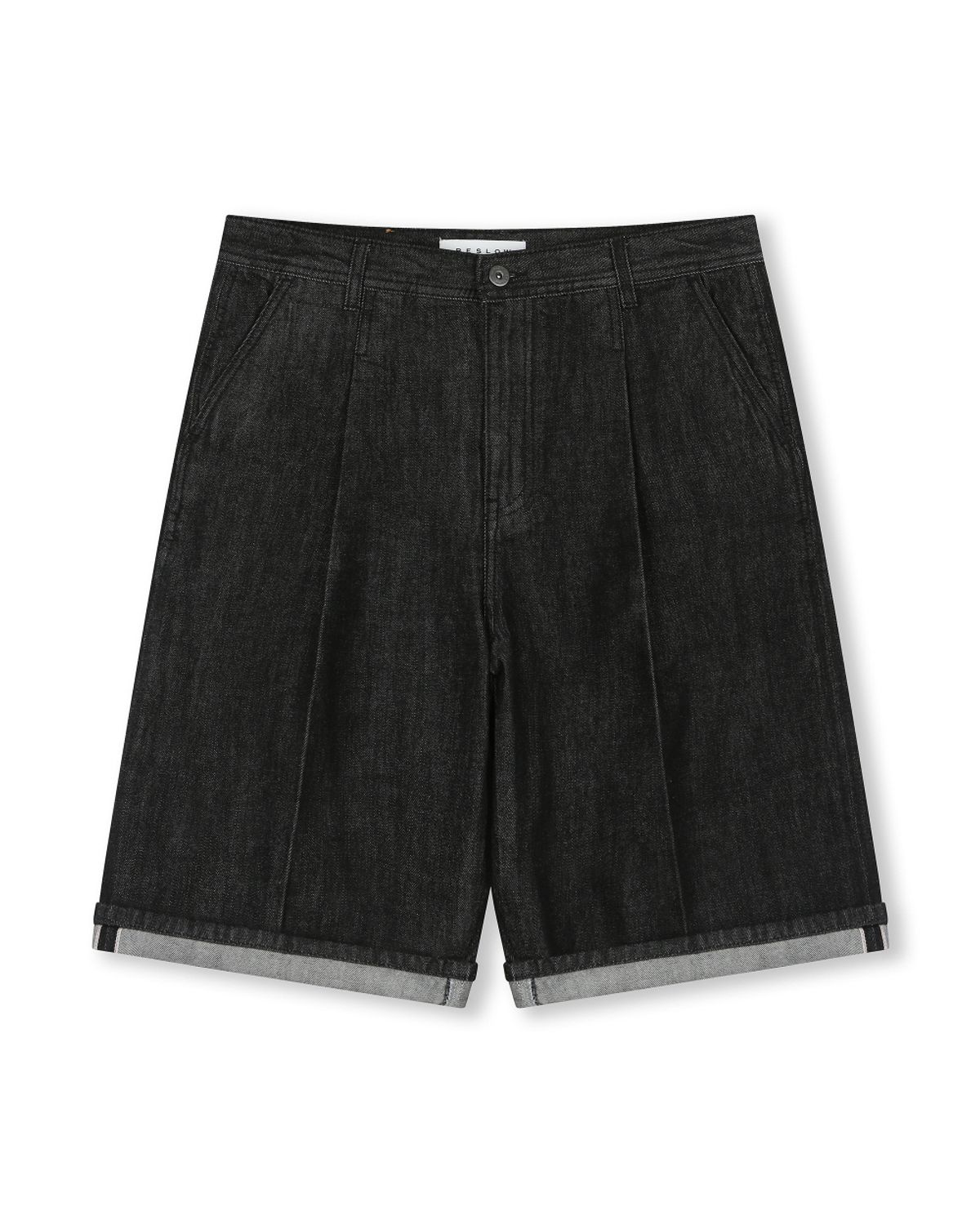 비슬로우(BESLOW) WIDE FIT SELVAGE DENIM SHORTS BLACK