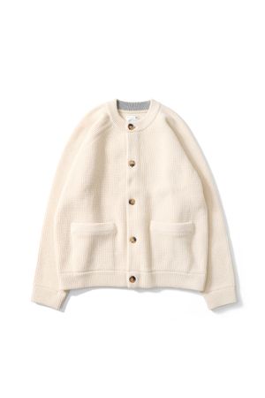 Annette Superfine Wool Heavy Rib Knit Cardigan Cream