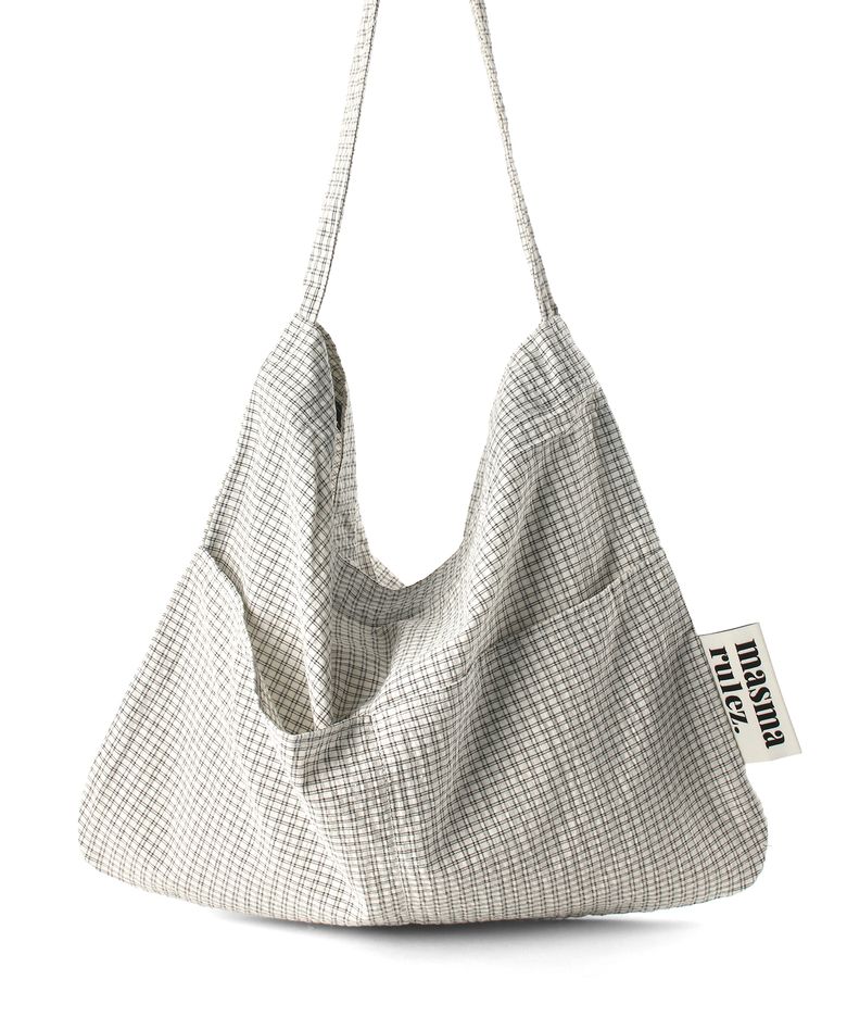 Rabbit eco bag_Cozy check_ivory