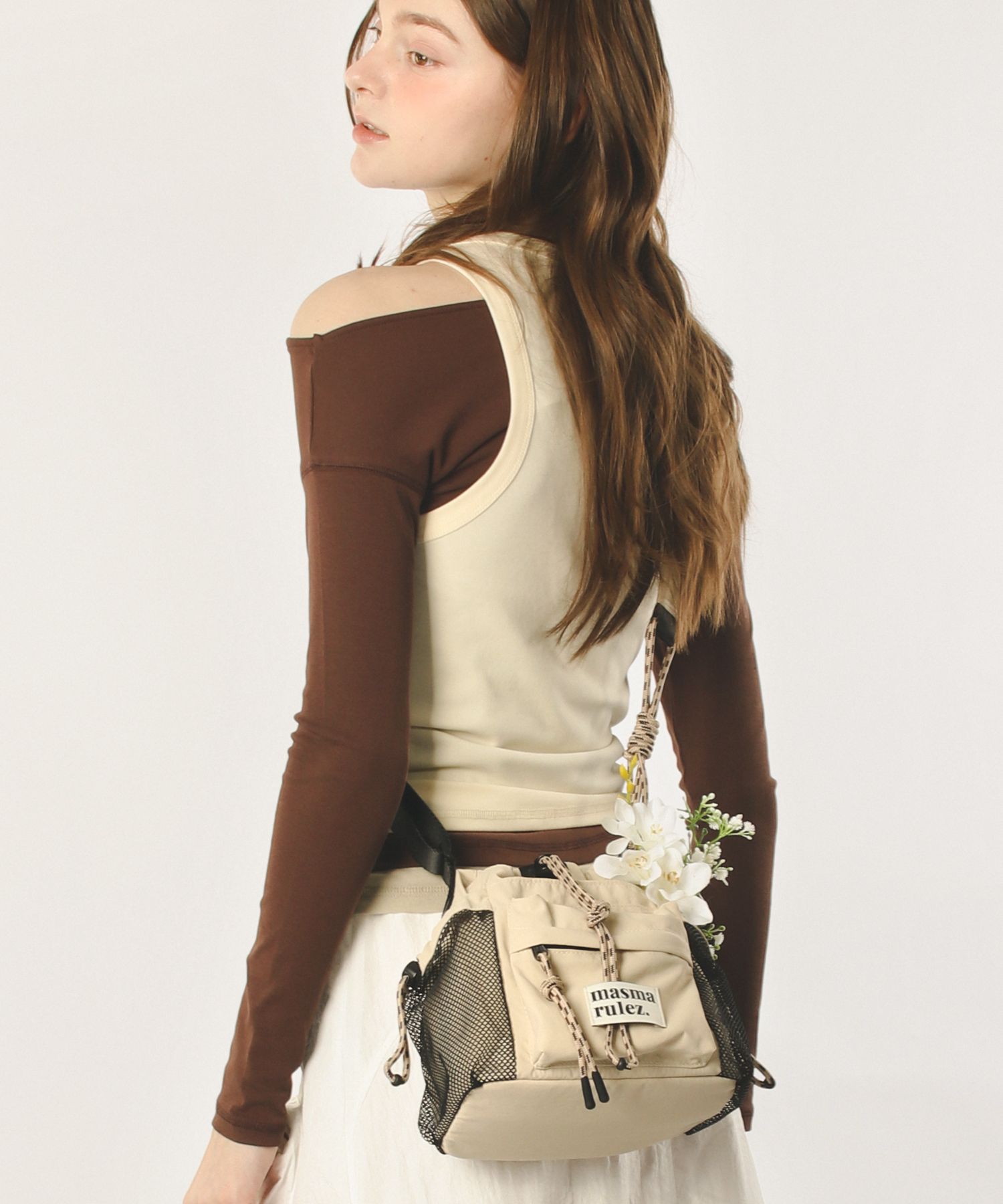 MUSINSA | MASMARULEZ Nylon rope mini cross bag_Beige
